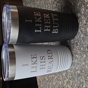 Polar Camel white and black bride and groom 20 oz tumblers - Beard and Butt